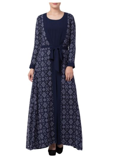 Abaya Dress With Attached Shrug and a Matching Belt