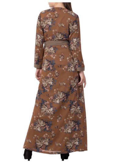 Abaya Dress With Attached Shrug and a Matching Belt