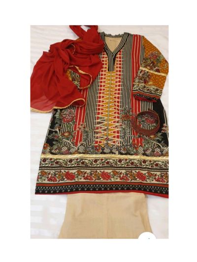 Riwaj Lawn Kurta & Plazzo with balloon sleeves Full Set						