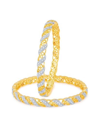 Gold and Rhodium Plated CZ Bangles