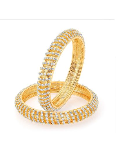Designer Gold and Rhodium Plated CZ Bangles