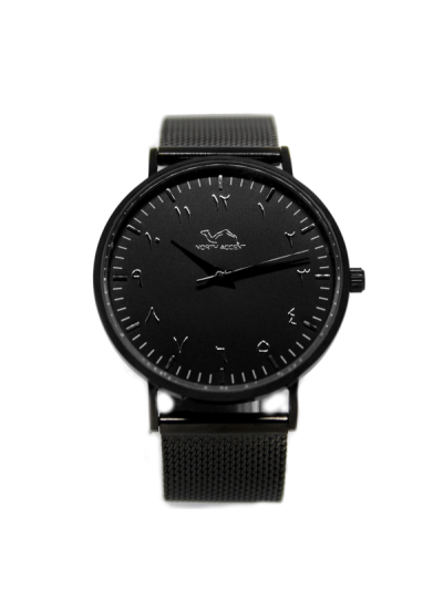 Women Black & Silver Stainless Steel Arabic Watch 
