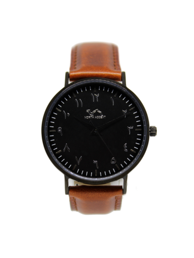 Women Black Leather Arabic Watch 