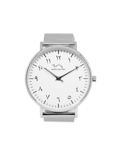 Women Silver &White Stainless Steel Arabic Watch 