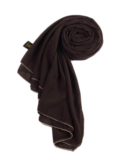 Brown Gold Beaded Hijab