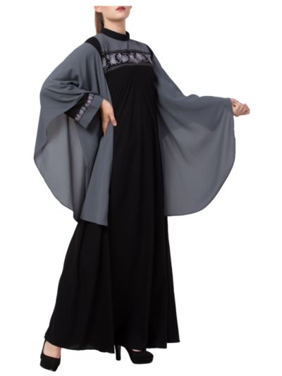 Kaftan Like Black Burqa with Hand Embroidery