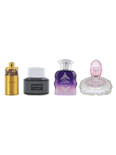 Ajmal Aurum EDP 75ml For Her & Maryaj Dynamic For Him EDP 100ml & Lilas For Her EDP 100ml & Ramona For Her EDP 100ml Bundle of 4
