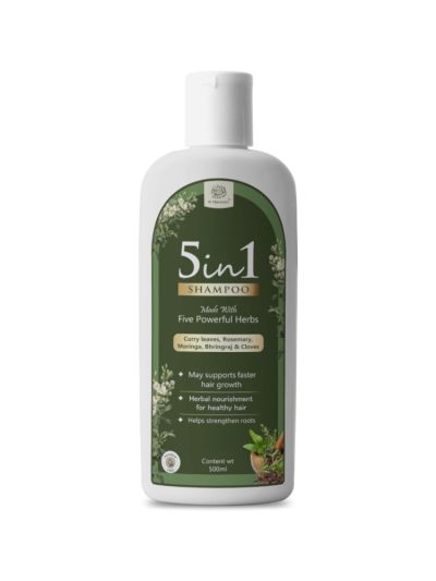 AL MASNOON 5 in 1 Herbal Shampoo with 5 Powerful Herbs – SLS & Paraben Free, Gentle Cleansing & Hair Strengthening Formula (500 ml, Pack of 1)