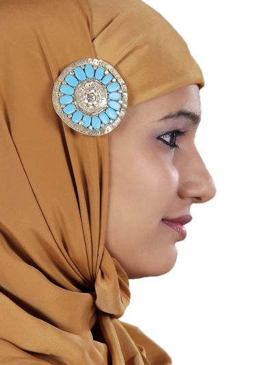 Turquoise Round Brooch Pin cum Clip