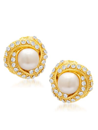 Designer Gold Plated AD Moti Earring