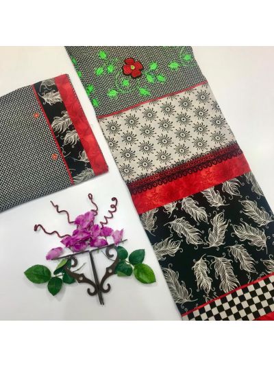 Black & White Base With Elegant Red Lace