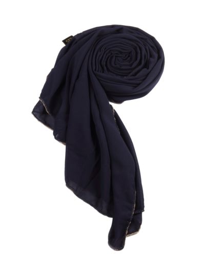 Navy Gold Beaded Hijab