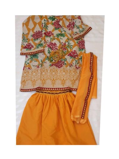 Riwaj Lawn Kurta with Gharara pants Set																		