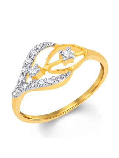 Wavy Gold and Rhodium Plated Cubic Zirconia Ring - 7