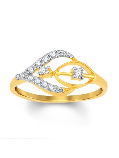 Wavy Gold and Rhodium Plated Cubic Zirconia Ring - 7