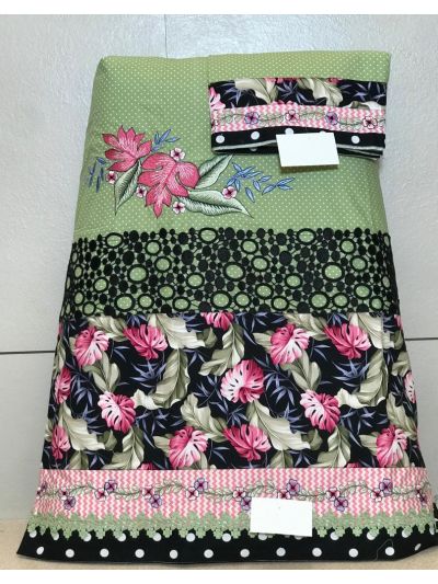 Green Rida  Printed Belt With Machine Embroidery