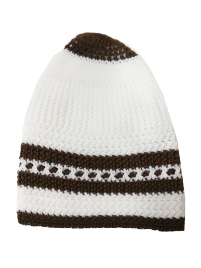 Kids White Mixed Brown Cap