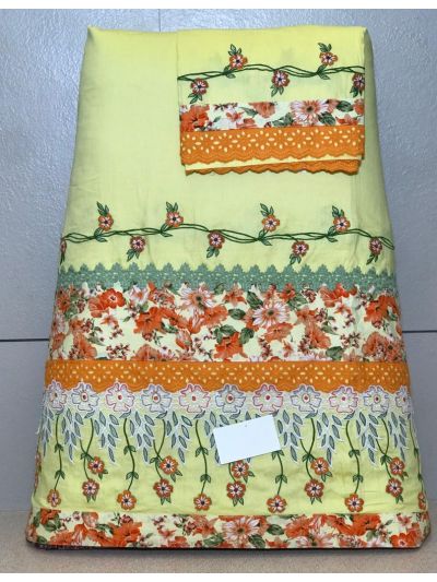 Yellow Rida With Soft Cotton Fabric With Printed Floral Belt