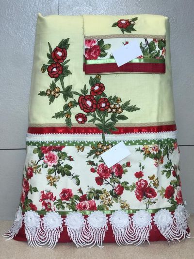 Yellow Rida With Printed Belt And Smart Hand Work