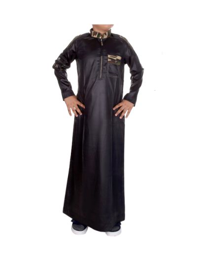 Black Omani Poly Cotton Kids Thobe