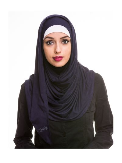 Navy Blue Jersey Instant Hijab