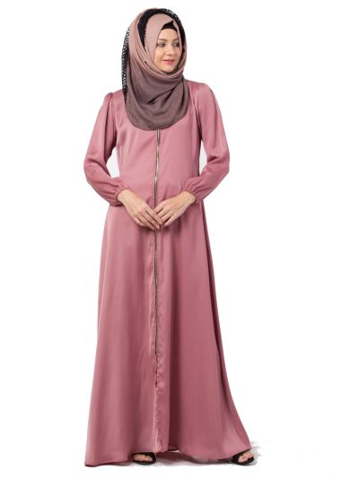 Zipper Front Open Abaya in Nida Fabric