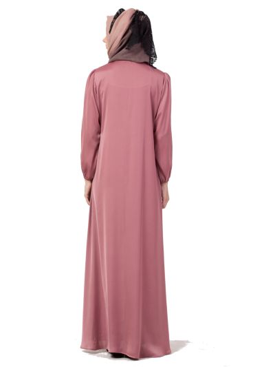 Zipper Front Open Abaya in Nida Fabric