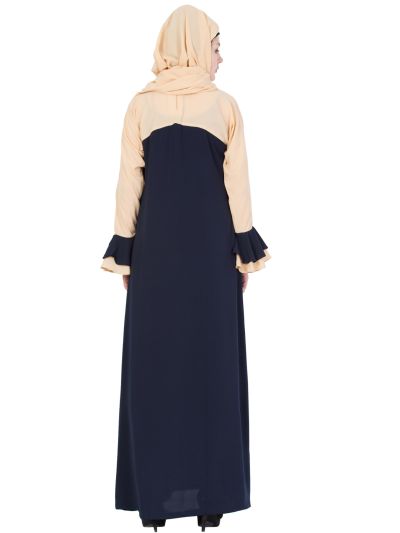 Dual Color Bell Sleeves Abaya