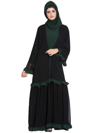 Zeba Double Layer Abaya With Frills