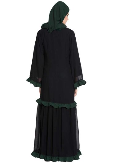Zeba Double Layer Abaya With Frills