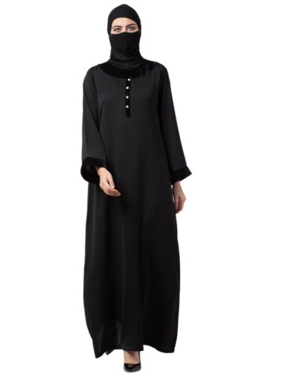 Black Abaya In Nida Fabric