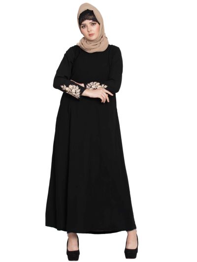 Ayra Elegant A-Line Abaya with Embroidery On Sleeves