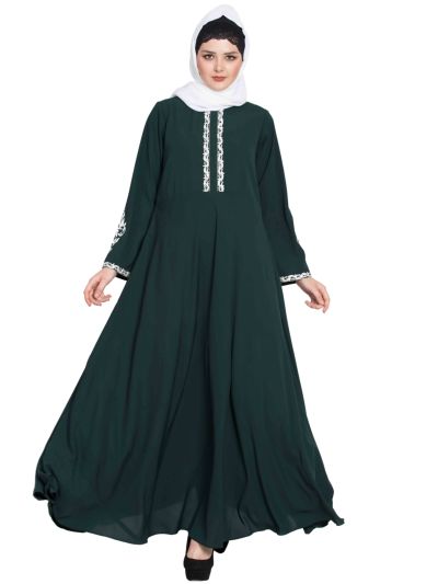 Ela Embroidered Abaya with Flared Bottom