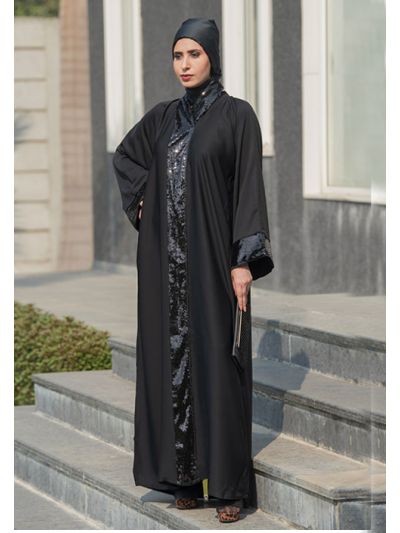 Designer Abaya With Sequins Work