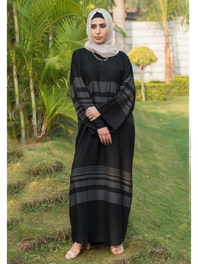 Gray Scale Black Abaya