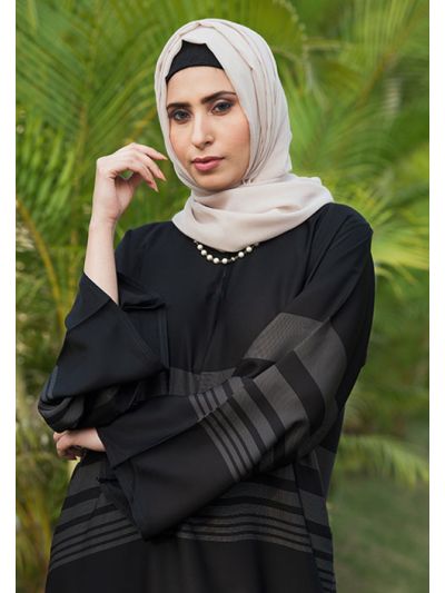 Gray Scale Black Abaya