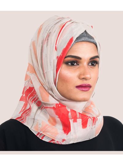Red Printed Design Hijab