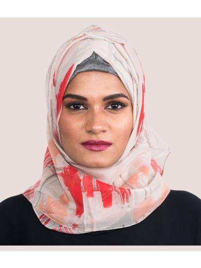 Red Printed Design Hijab