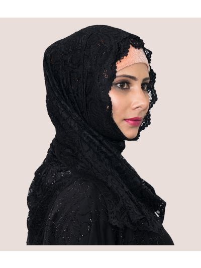 Stylish Black Hijab with Lace