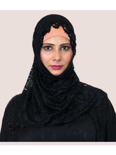 Stylish Black Hijab with Lace
