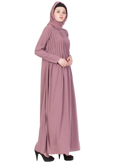 Puce Pink Pin-tuck Abaya