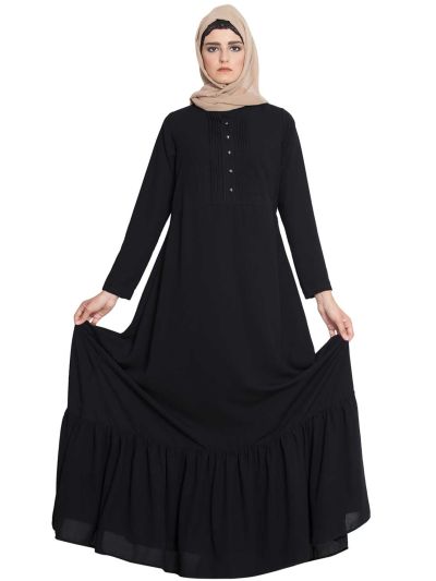 Aini Frilled Abaya Dress with Pintucks