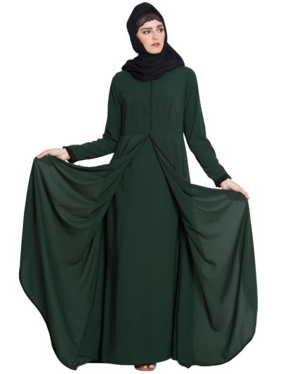Hind Multi Layer Abaya Dress With Frills & Loop Buttons