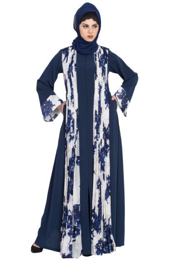 Floral Print Front Open Designer Dress Abaya
