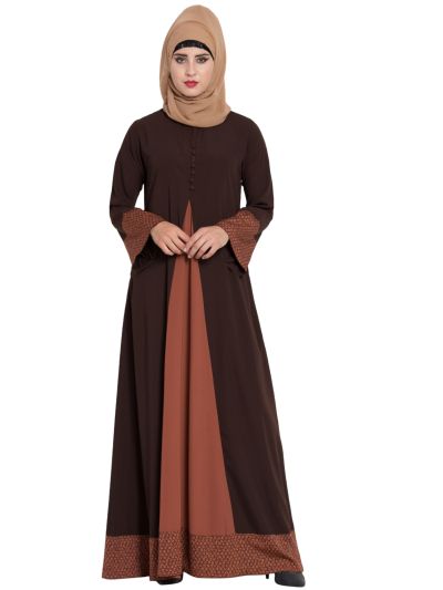 Dress Abaya with Floral Borders