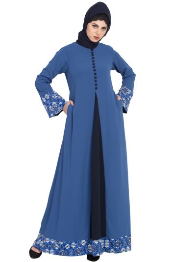 Dress Abaya with Floral Borders