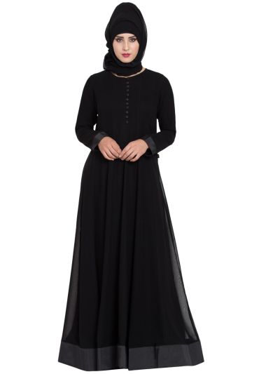 Trendy Dress Like Abaya In Dual Layer and Loop Buttons
