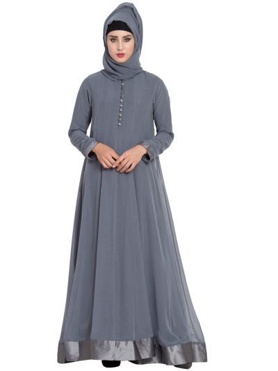 Trendy Dress Like Abaya In Dual Layer and Loop Buttons