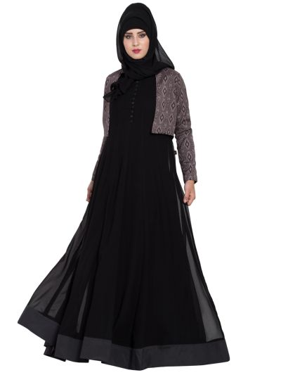 Stylish Abaya with Dual Layer And Contrast Jacket Combo