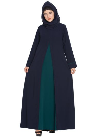 Whimsical Dress Abaya in Dual Color with Zipper